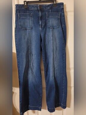 LC Lauren Conrad Dark Indigo Wide-Leg Jeans with Front Patch Pockets